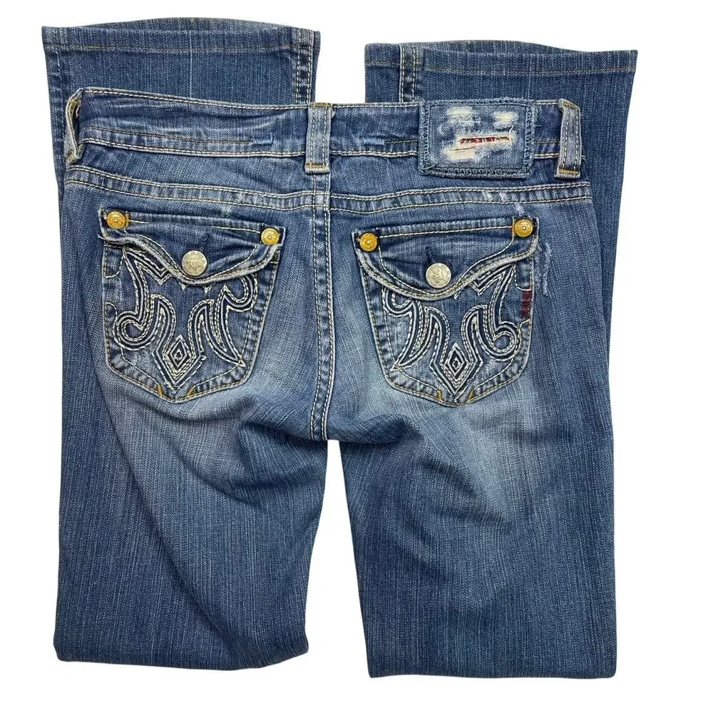 EUC - MEK Denim Easter Island Low Rise Distressed Bootcut Jeans